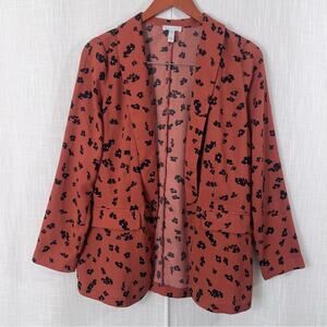 LEITH Rust Floral Print Lightweight Blazer Jacket Size XS